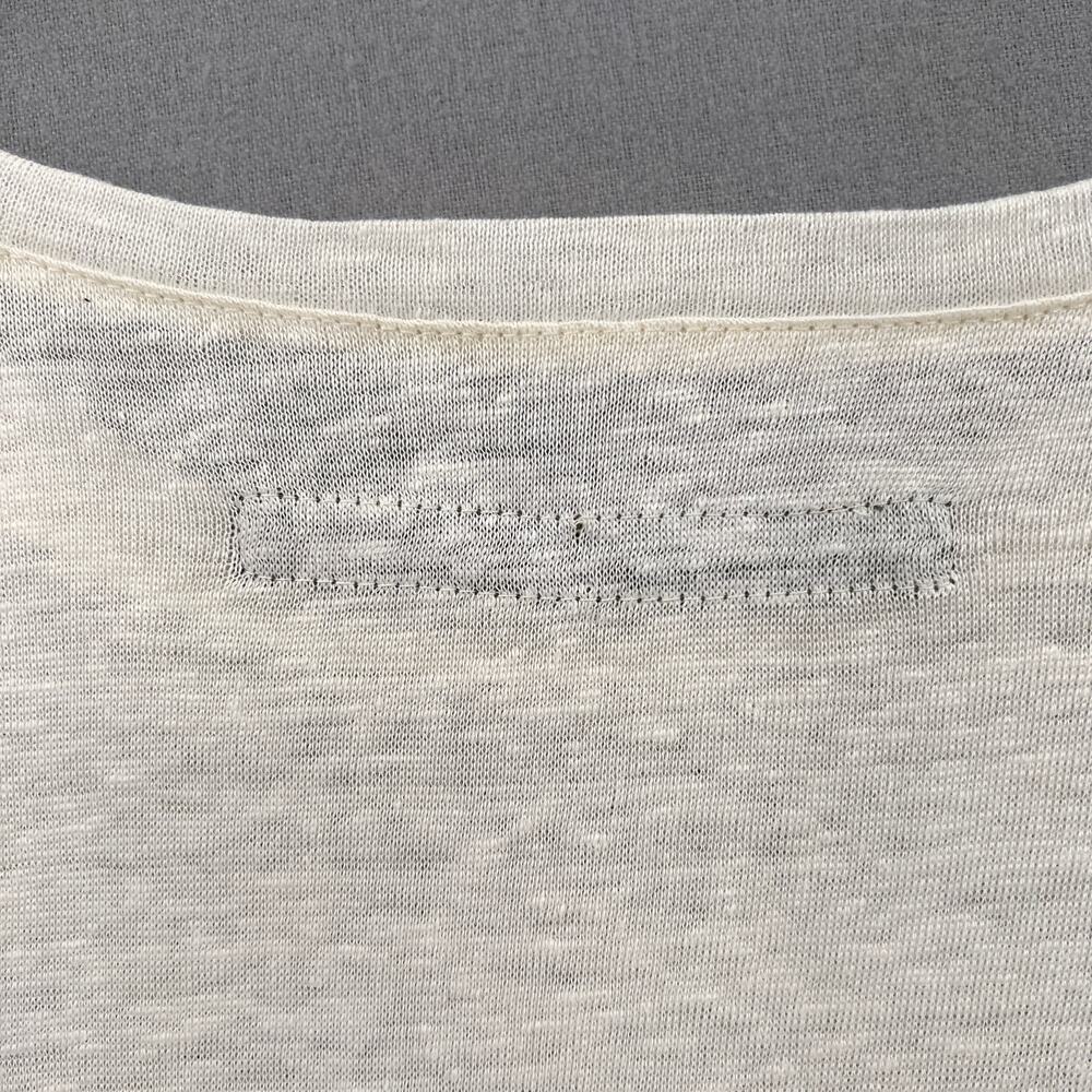 ENZA COSTA Linen Knit Tee Womens Medium Cream Loose Slouchy Relaxed Crew Top - Picture 10 of 13